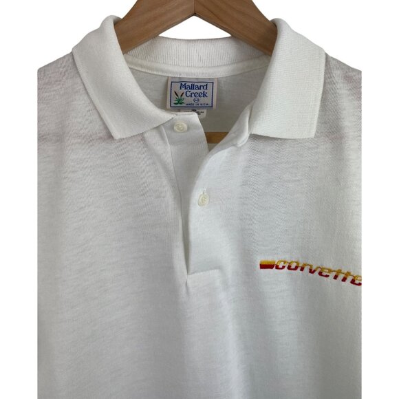 Vintage Corvette White Polo Shirt Mens Size Medium Short Sleeve Mallard Creek - Picture 3 of 10